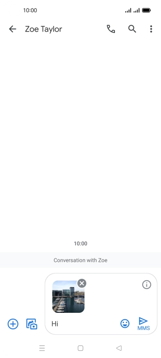 Press the send icon when you've finished your MMS.