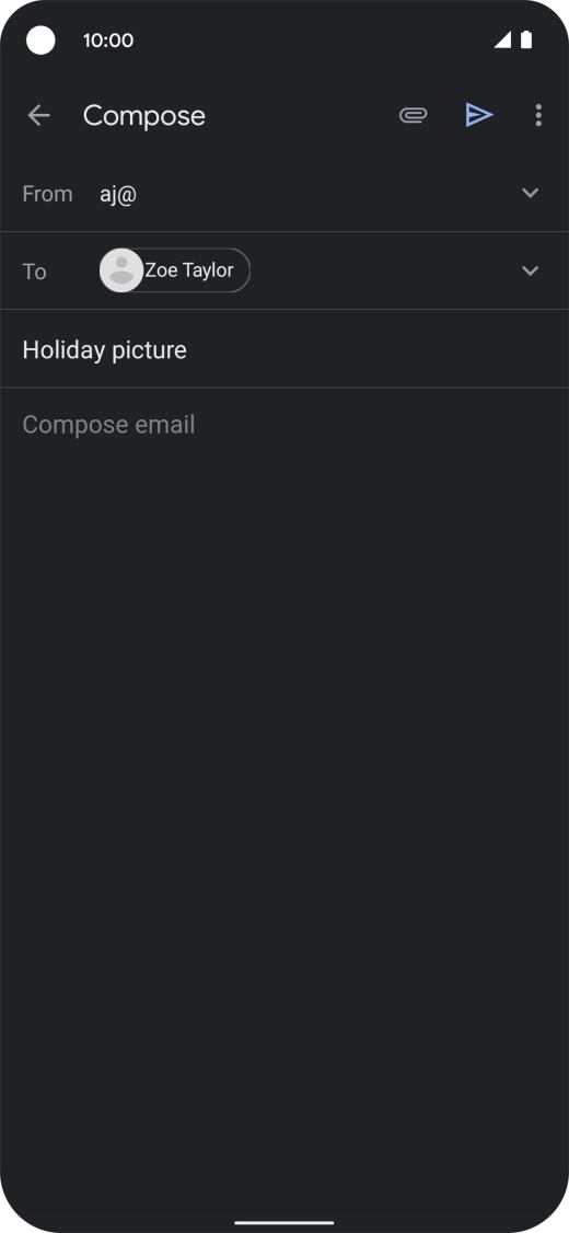 Press the text input field and write the text for your email.