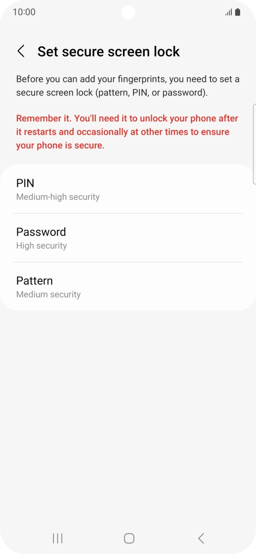 Press the required phone lock code and follow the instructions on the screen to create an additional phone lock code.