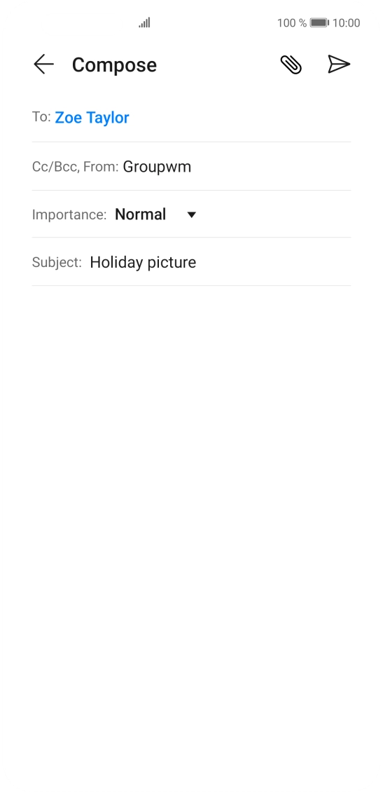 Press the text input field and write the text for your email.