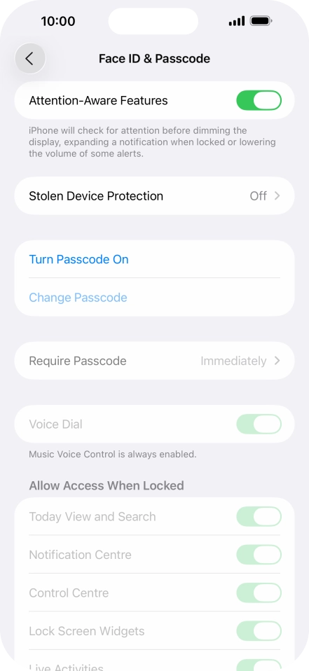 Press Turn Passcode On and key in a phone lock code of your own choice twice.