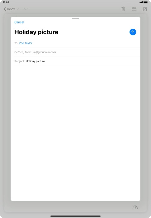 Press the text input field and write the text for your email.