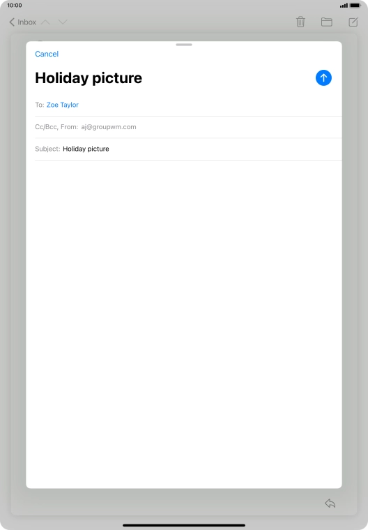 Press the text input field and write the text for your email.