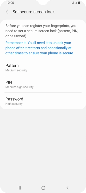 Press the required phone lock code and follow the instructions on the screen to create an additional phone lock code.