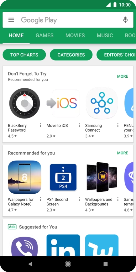 Press the search field.