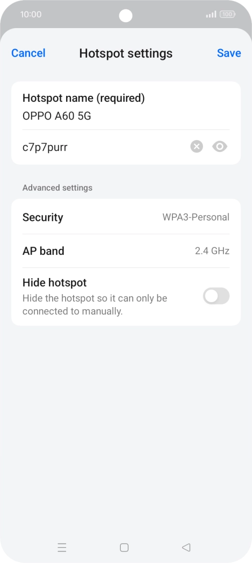 Press the password field and key in the required password.
