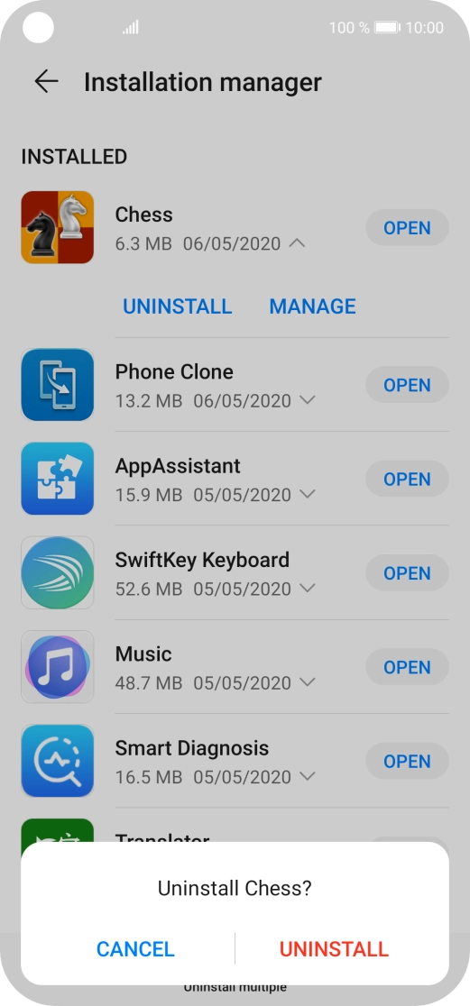 Press UNINSTALL.
