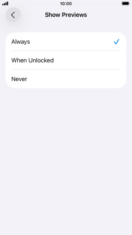 To select notification preview on the lock screen, press Always.