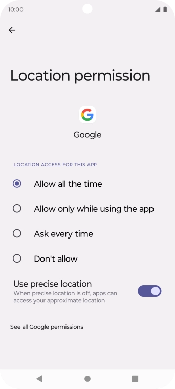 Press the required setting to turn the function on or off.