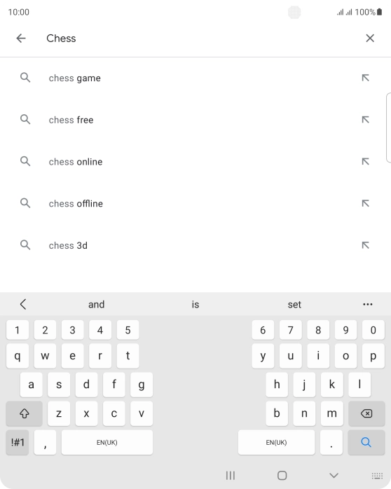 Key in the name or subject of the required app and press the search icon.