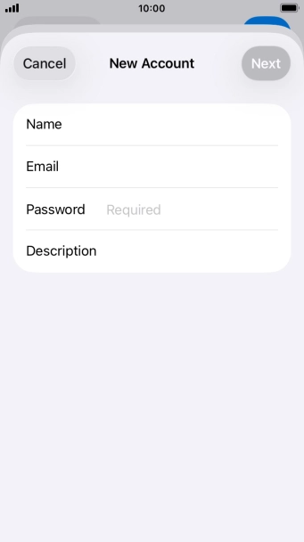 Press Password and key in the password for your email account.