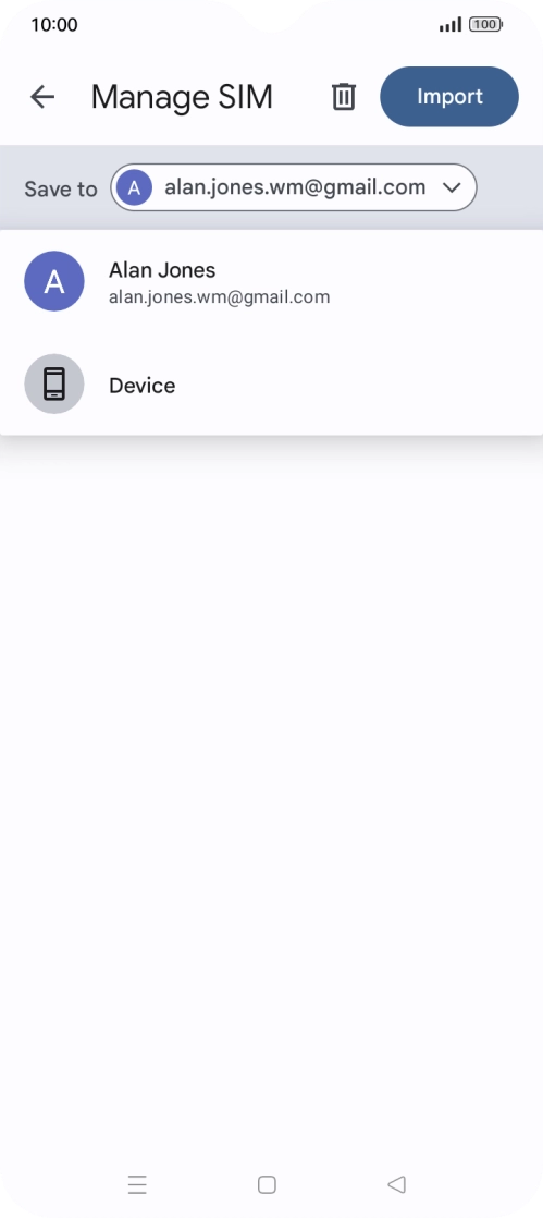 Press the required Google account.