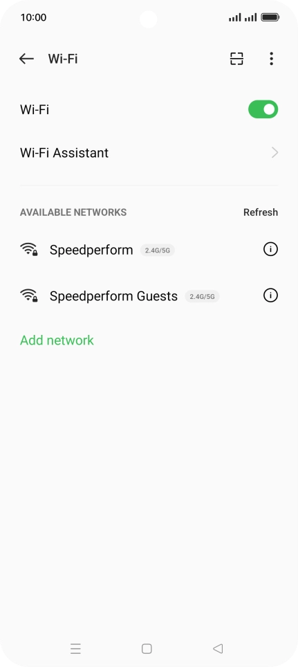 Press the required Wi-Fi network.