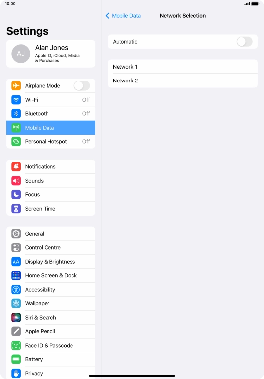 If you turn off the function, press the required network.