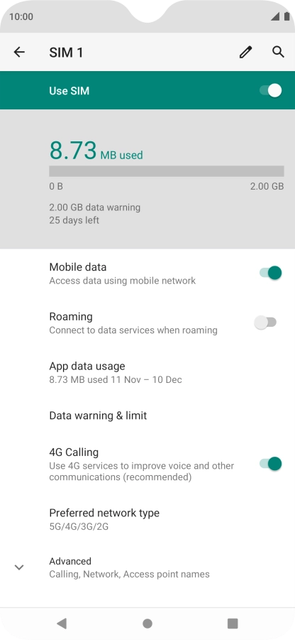 Press Preferred network type.