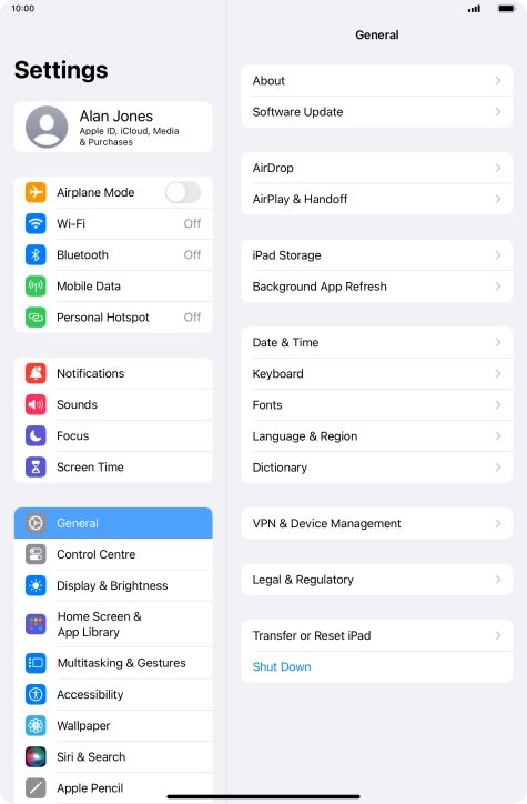 Press Mobile Data.