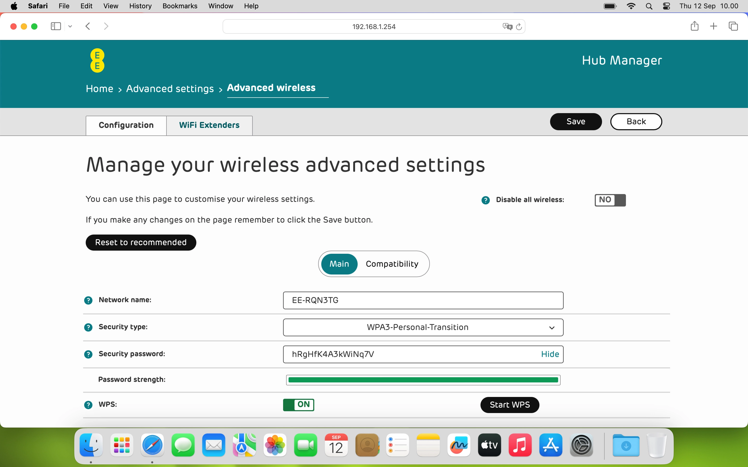 The password is displayed in the field next to 