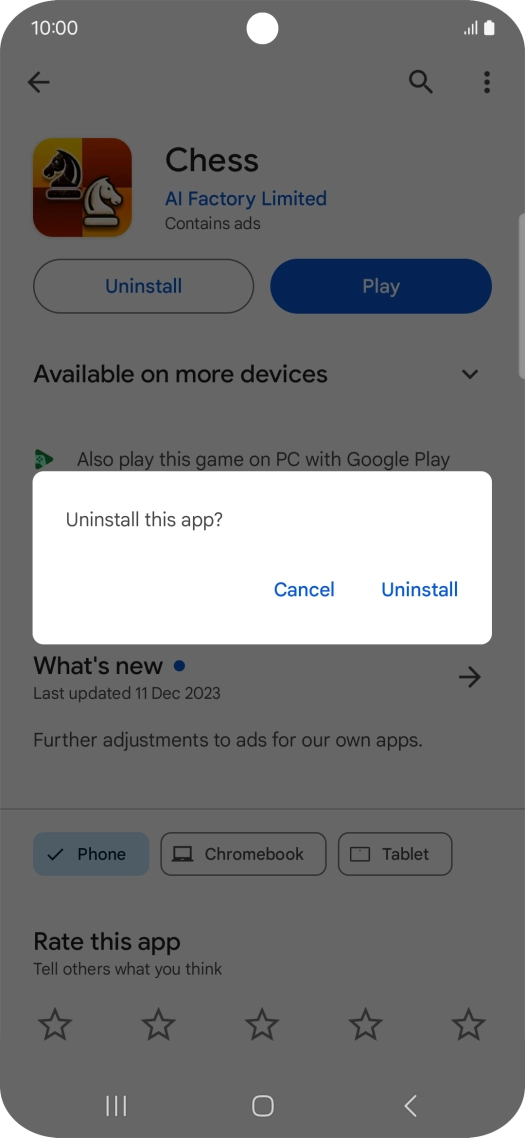 Press Uninstall.