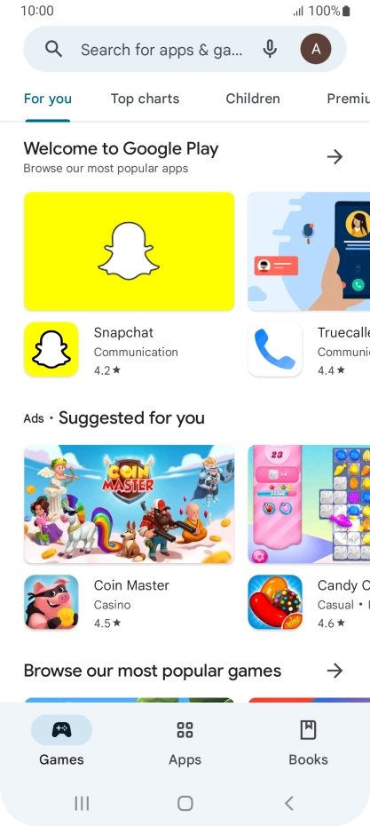Press the search field.
