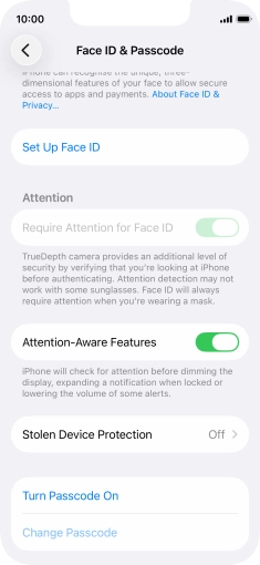 Press Turn Passcode On and key in a phone lock code of your own choice twice.