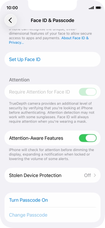 Press Turn Passcode On and key in a phone lock code of your own choice twice.