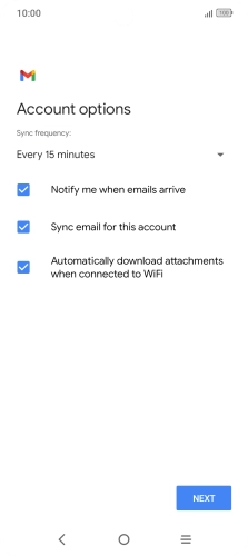 If this screen is displayed, you email account has been recognised and set up automatically. Follow the instructions on the screen to key in more information and finish setting up your phone.