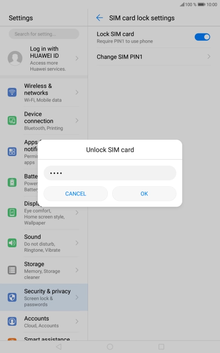 Key in your PIN and press OK. The default PIN is 1111.