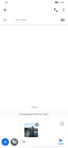 Press the send icon when you've finished your MMS.