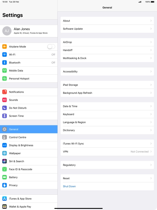 Press iPad Storage.