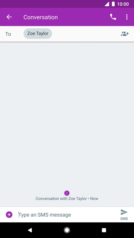 Press the text input field and write the text for your text message.