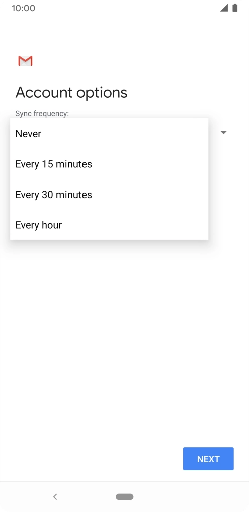 Press the required setting.