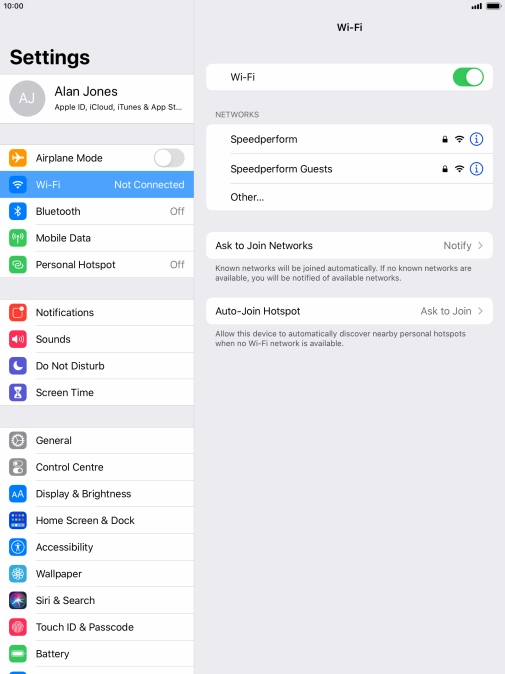 Press the required Wi-Fi network and key in the password for the Wi-Fi network.