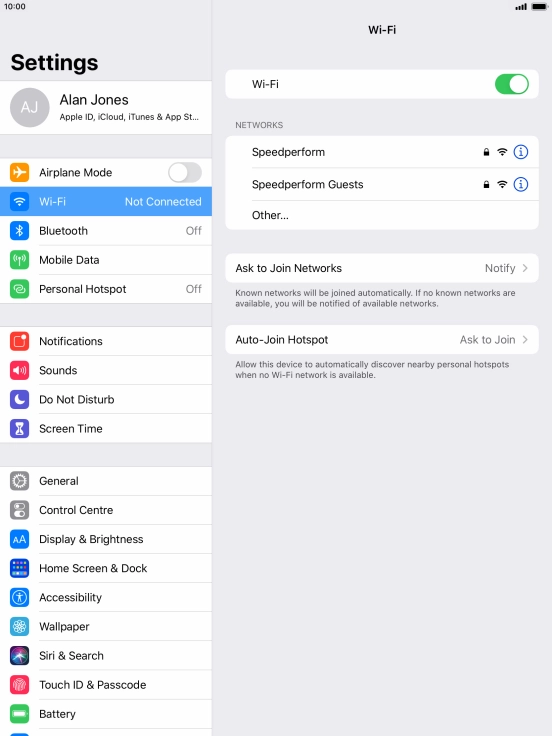 Press the required Wi-Fi network and key in the password for the Wi-Fi network.