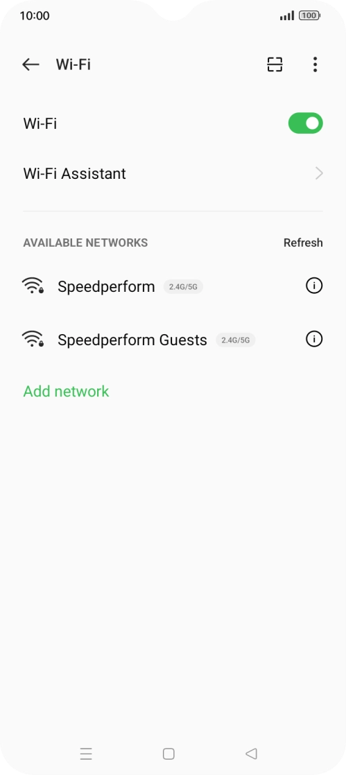 Press the required Wi-Fi network.