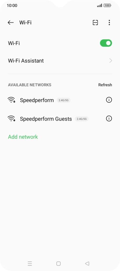 Press the required Wi-Fi network.