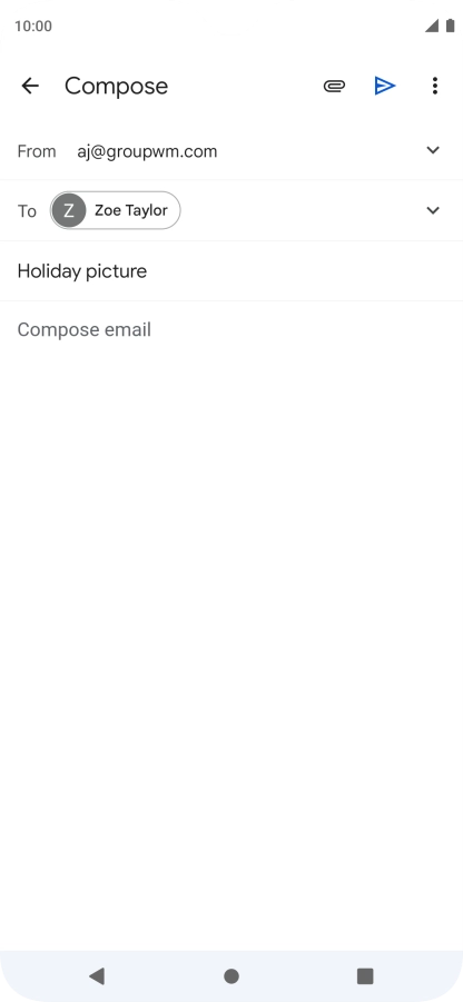 Press the text input field and write the text for your email.