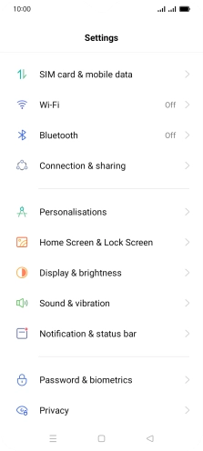 Press SIM card & mobile data.