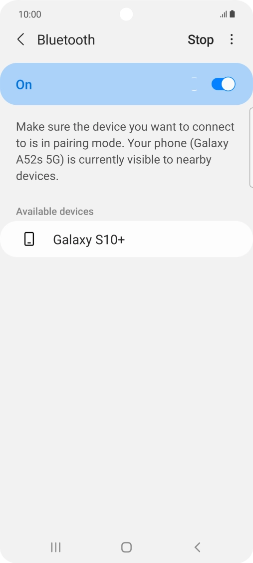 Press the required Bluetooth device and follow the instructions on the screen to pair the device with your phone.