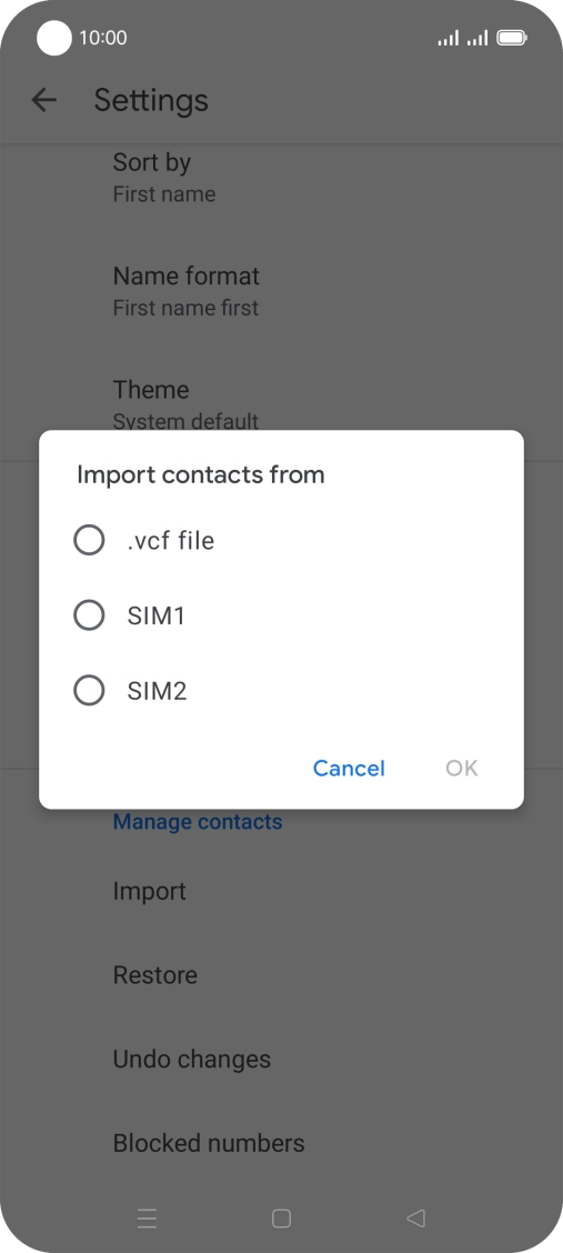 Press the required SIM.