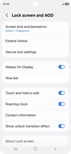 Press Screen lock and biometrics and key in the additional phone lock code you created earlier.