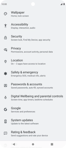 Press Passwords & accounts.