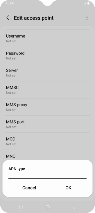 Key in default and press OK.
