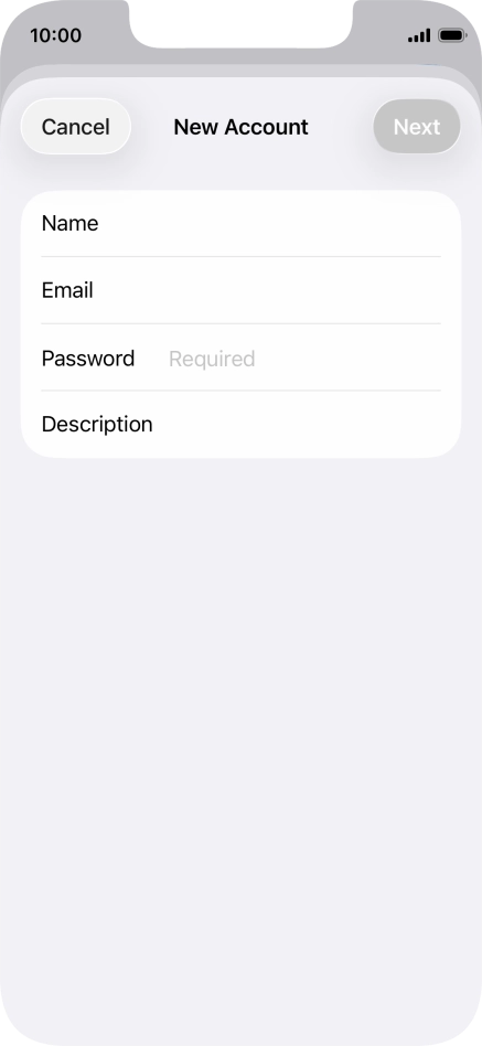 Press Password and key in the password for your email account.