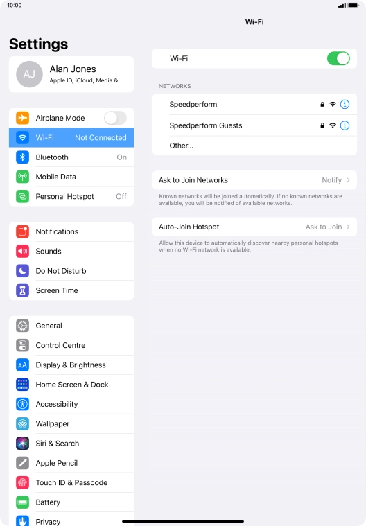 Press the required Wi-Fi network and key in the password for the Wi-Fi network.