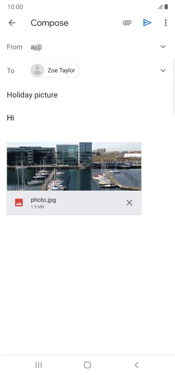 Press the send icon when you've finished your email.