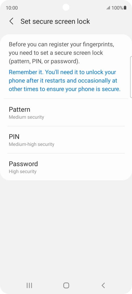 Press the required phone lock code and follow the instructions on the screen to create an additional phone lock code.