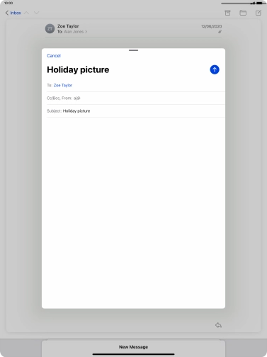 Press the text input field and write the text for your email.