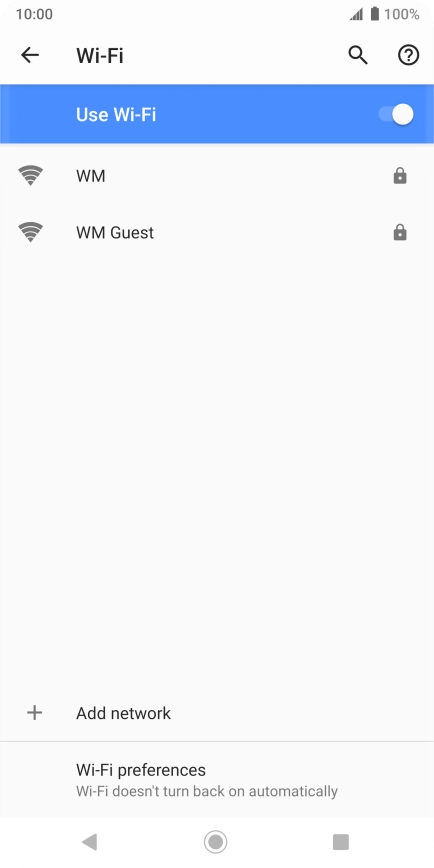 Press the required Wi-Fi network.