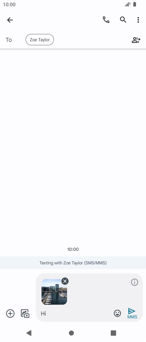 Press the send icon when you've finished your MMS.