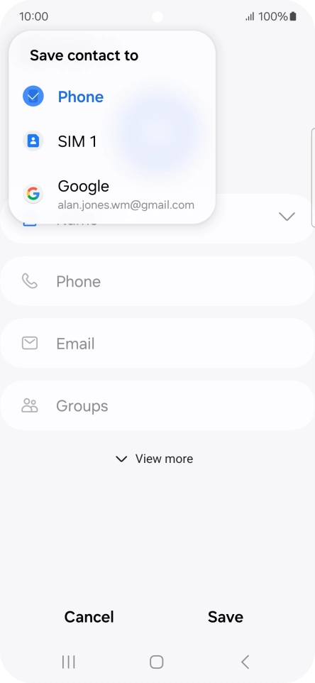 Press the required Google account.